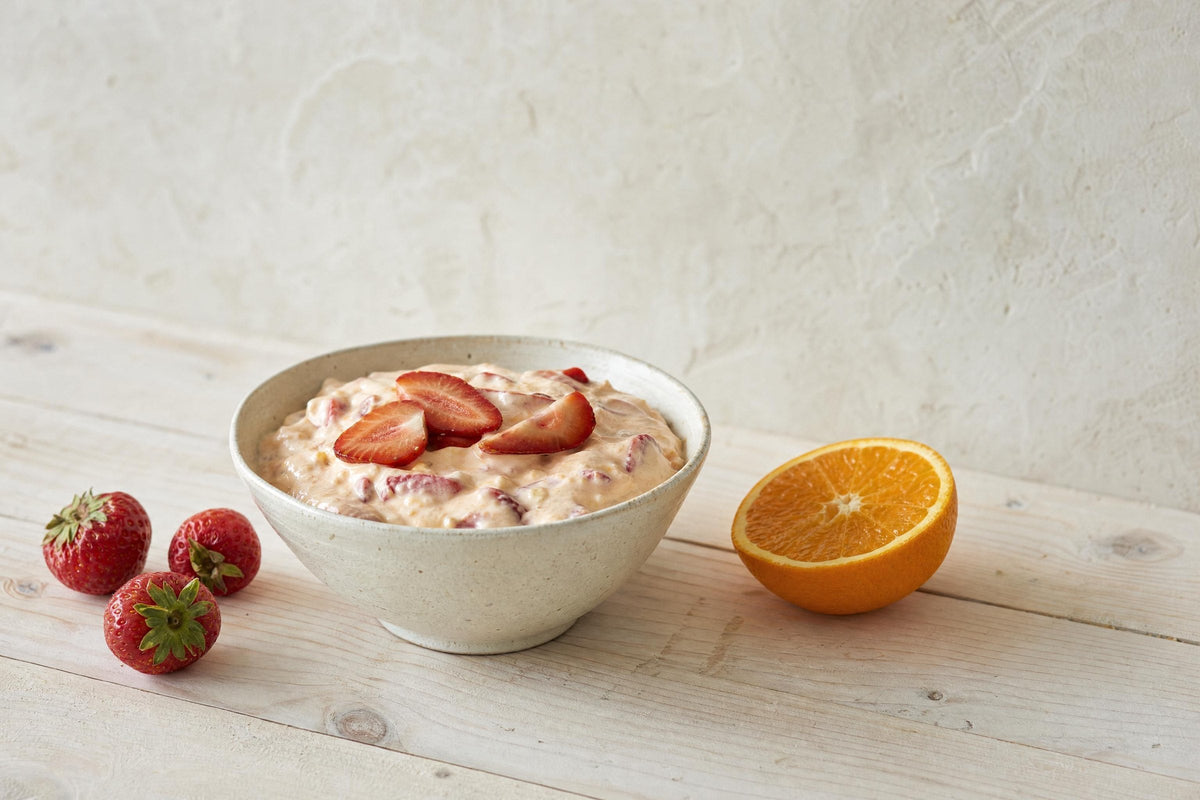 Orange-Erdbeer Quark mit Leinöl