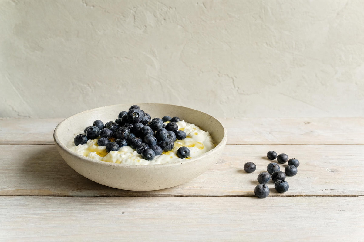Quark mit Heidelbeeren und Leinöl