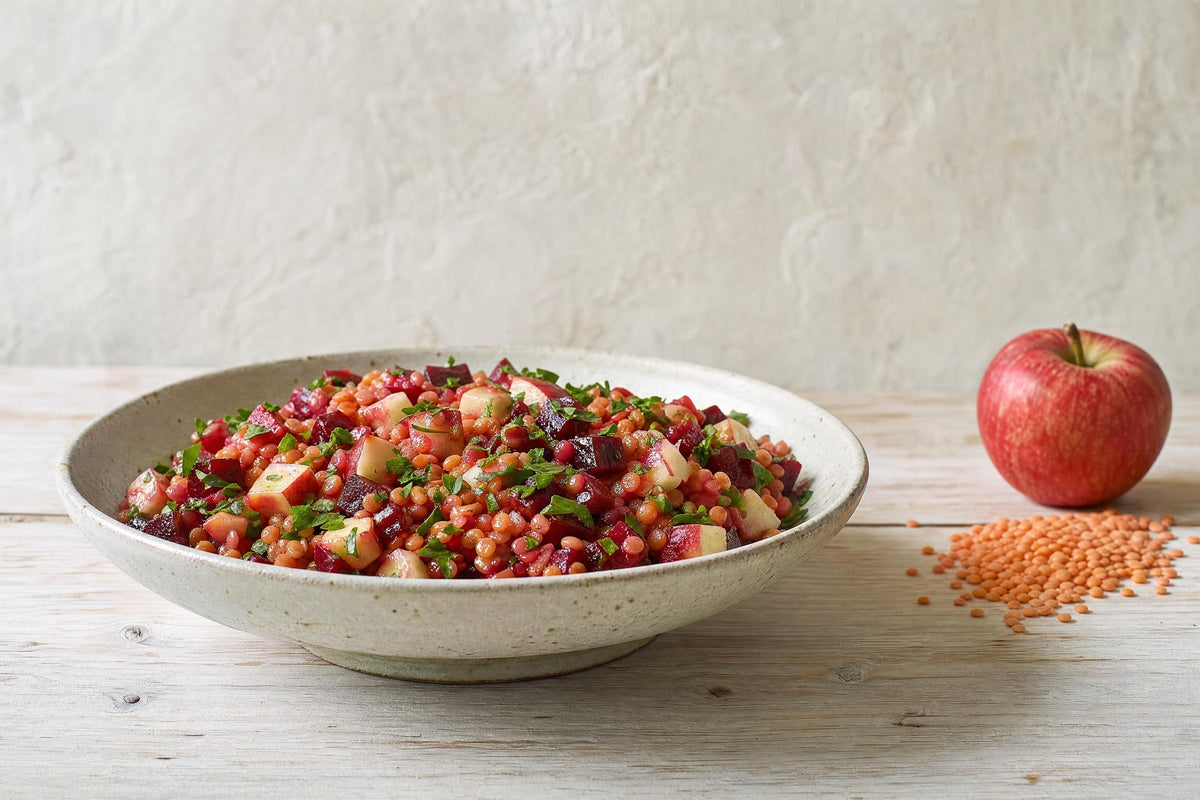 Roter Linsensalat mit Rote Bete und Apfel