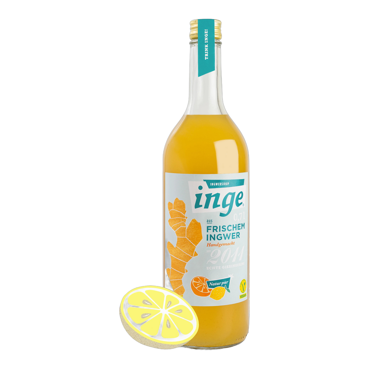 inge Ingwersirup 0,7 l Flasche, Vorderseite
