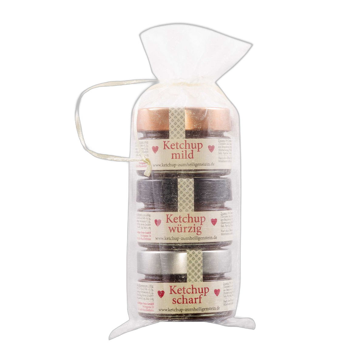 Ketchup Sortenmix 3er-Set von Zum Heiligen Stein – mild, würzig, scharf, 3 × 75 g