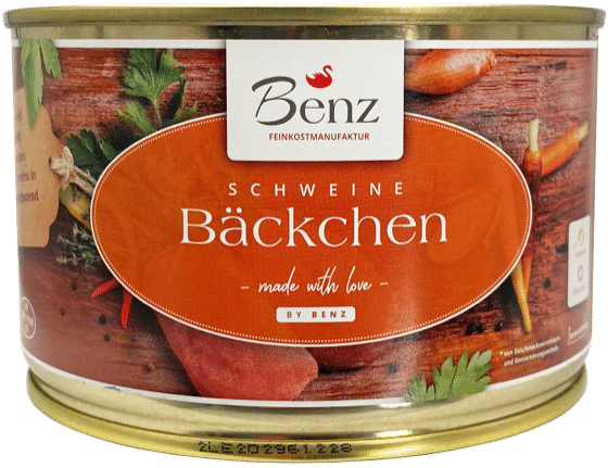 Schweinebäckchen von Benz Feinkostmanufaktur – 410 g Dose