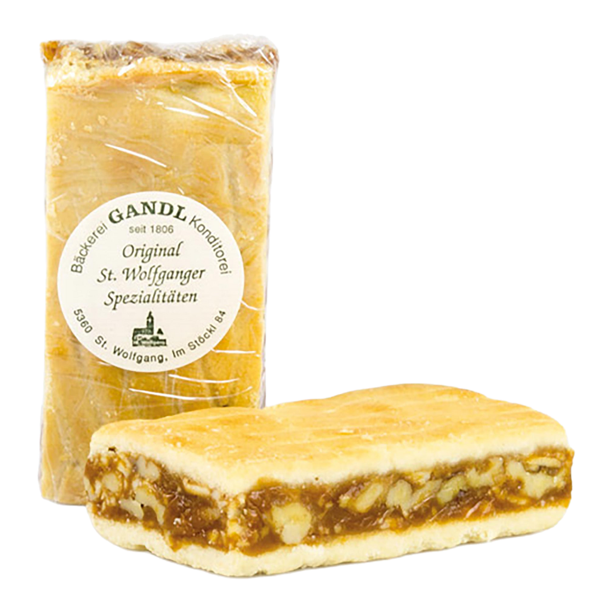 Nuss Schnitte mit Walnuss-Karamell-Füllung von Lebkuchen Gandl